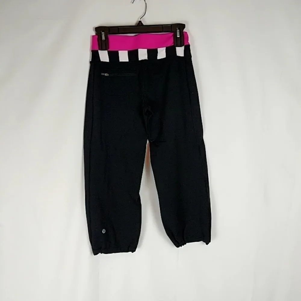 Lululemon Athletica Dharana Black Crops Pink White